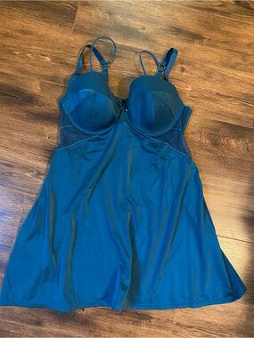 Ashley Graham 1X underwire chemise nightie teal